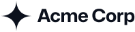 Acme Corp logo with a four-point star icon and text on a dark background