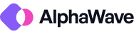 AlphaWave logo with purple and pink icon and black text