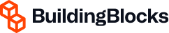 BuildingBlocks logo with orange cube icon and black text